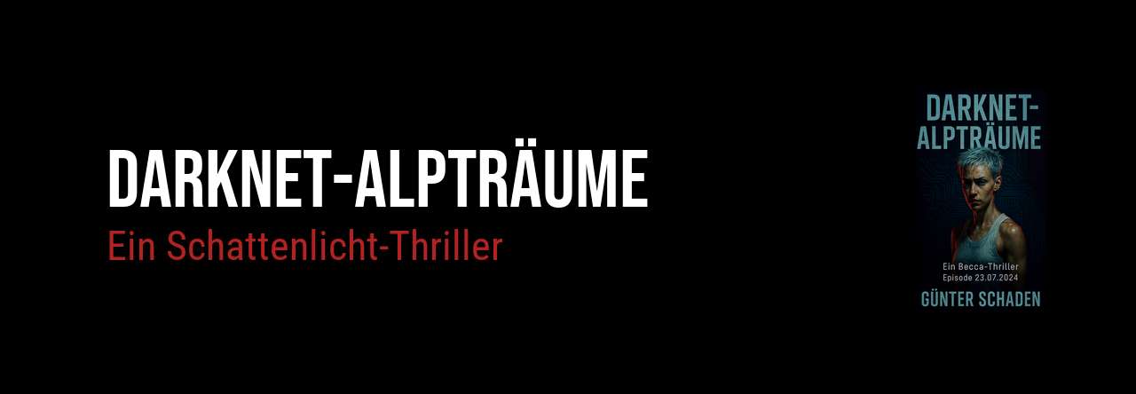 Cover des Thrillers „Darknet-Alpträume“ – Ein Schattenlicht-Thriller über Cybercrime und digitale Identität.